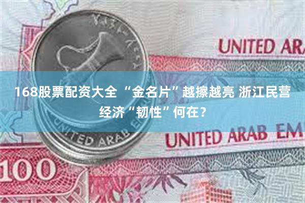 168股票配资大全 “金名片”越擦越亮 浙江民营经济“韧性”何在？
